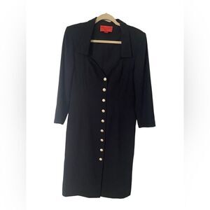 Vintage Emanuel Ungaro Navy Button-Front Dress, Italian Size 12